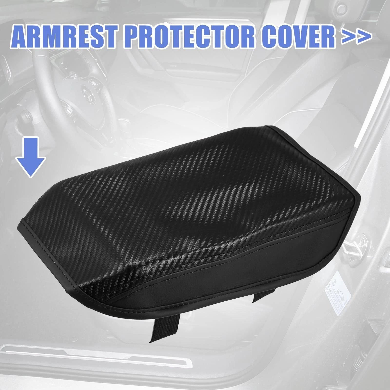 Microfiber Leather Armrest Pad for Volkswagen Tiguan (2017–2021) Carbon Fiber