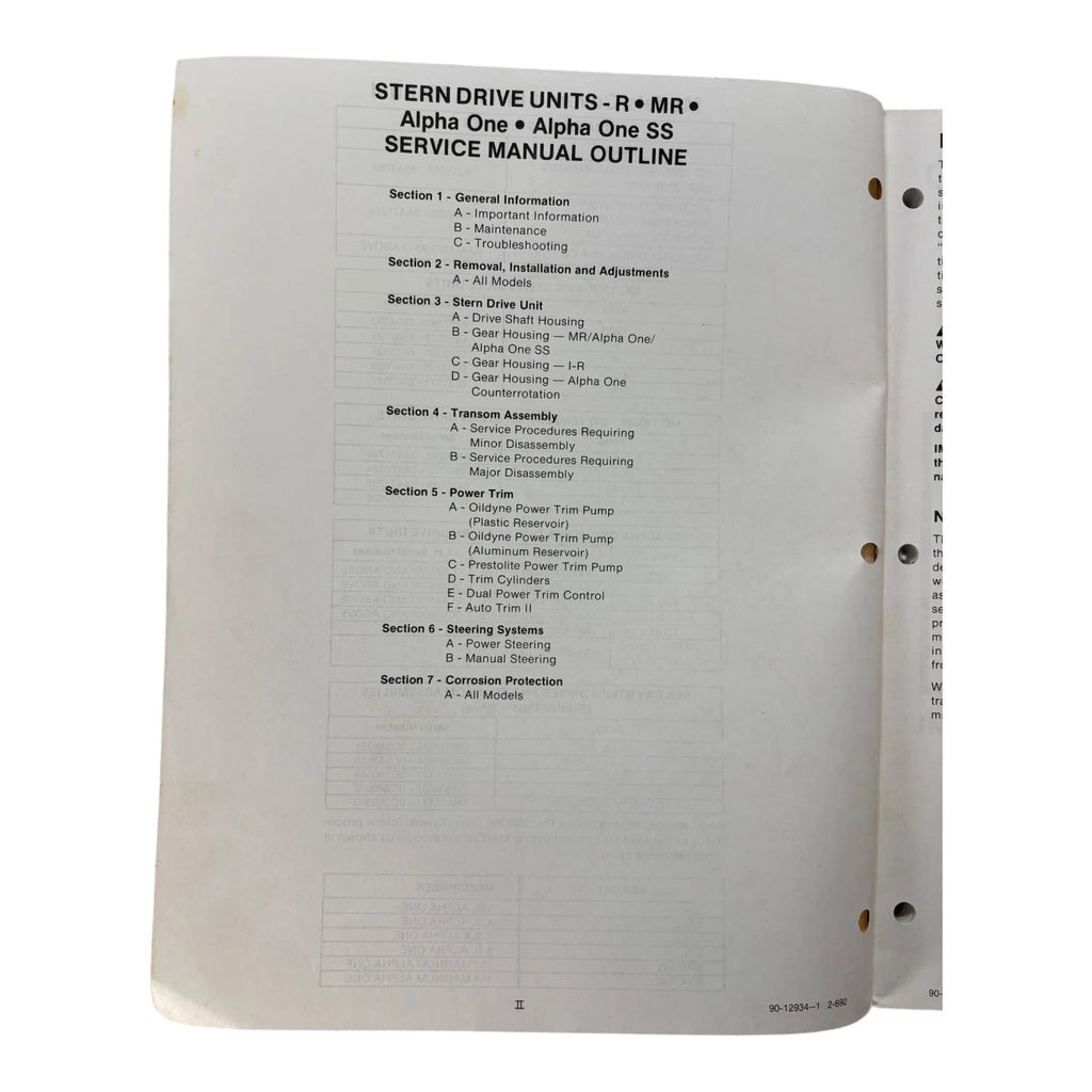 Stern Drive Units Service Manual #6 for MerCruiser (1994)