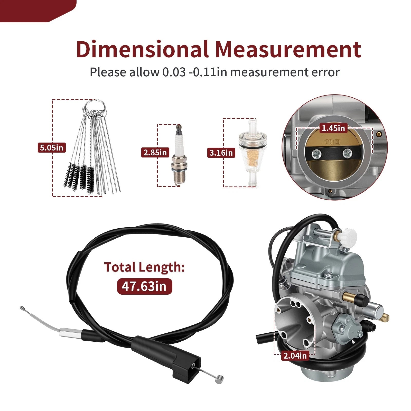 Carburetor and Throttle Cable for Suzuki Ozark 250 (2002–2007)