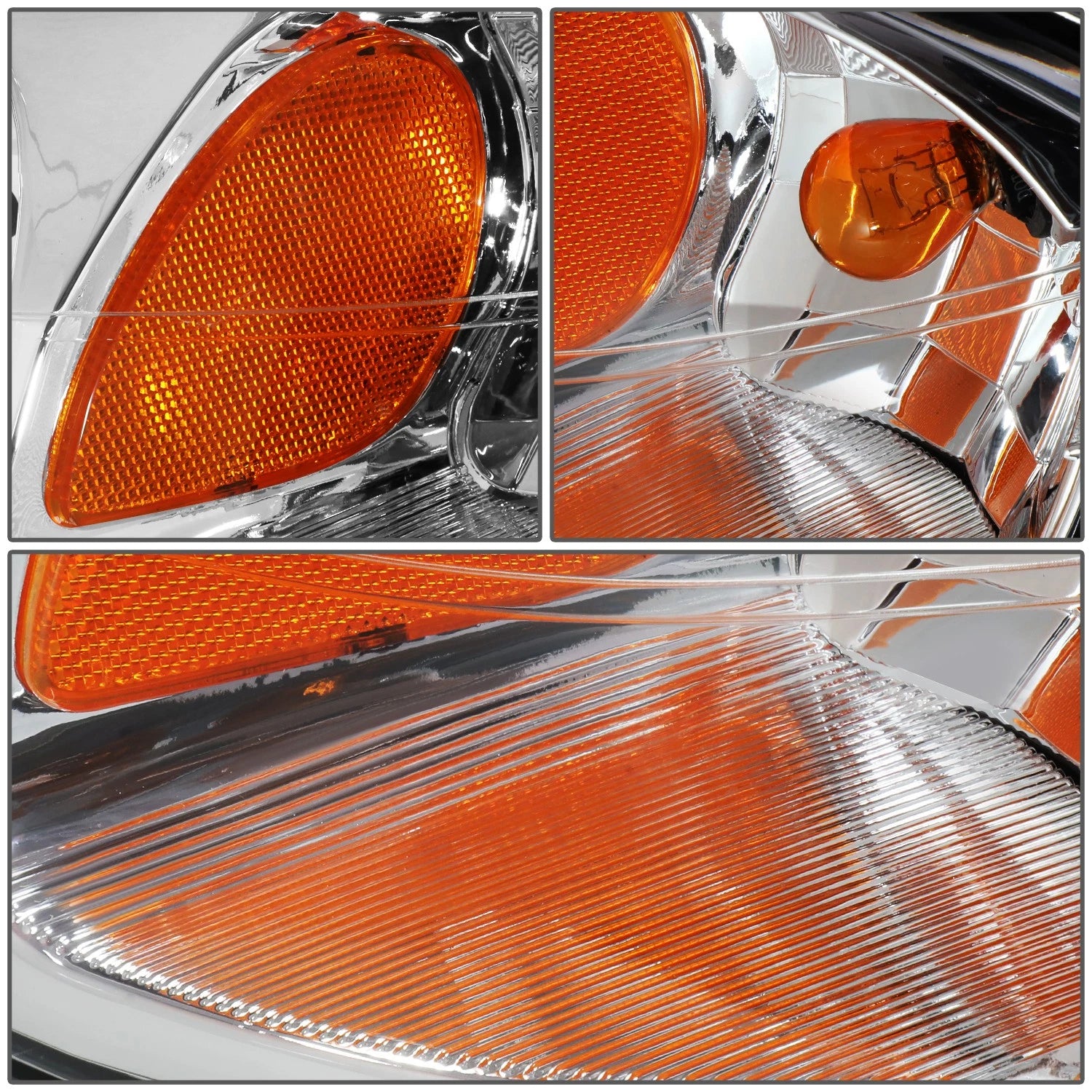 Pair of Chrome Amber Side Turn Signal Lights for Chevy Impala (2000–2005)