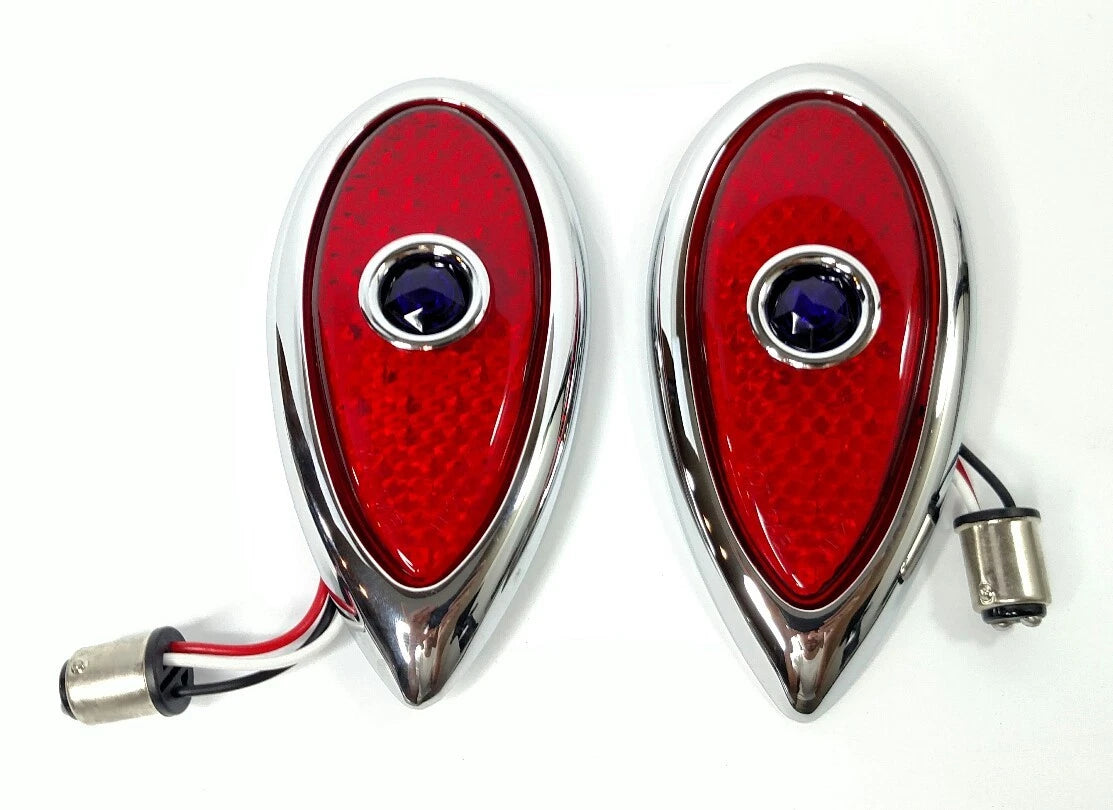Flush Mount LED Tail Lights Pair with Chrome Bezel for Ford Style (1938–1939)