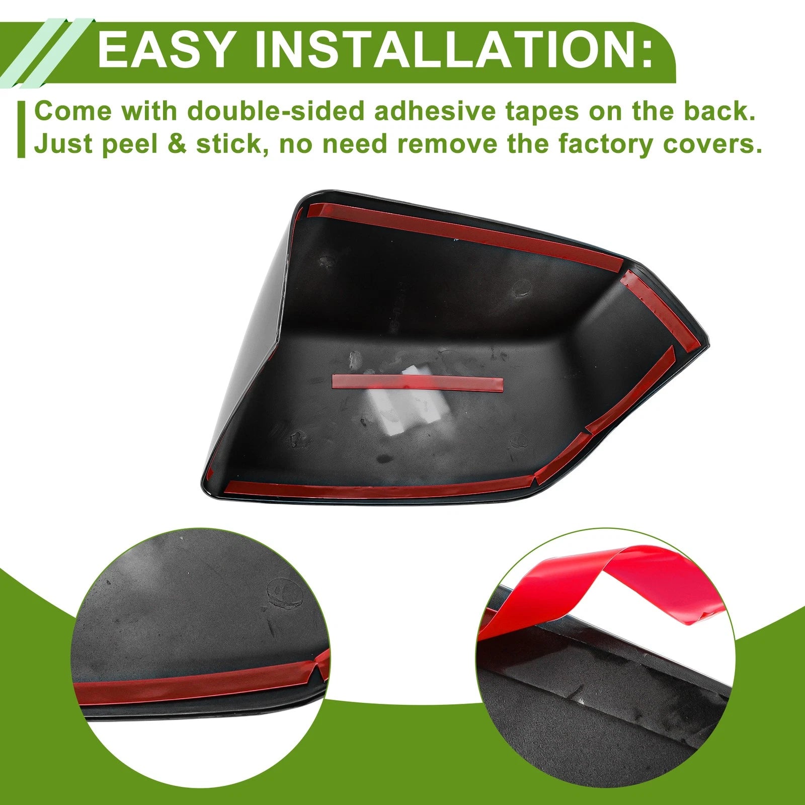 1 Pair Mirror Cover Cap for Cadillac Escalade (2021–2025) Gloss Black