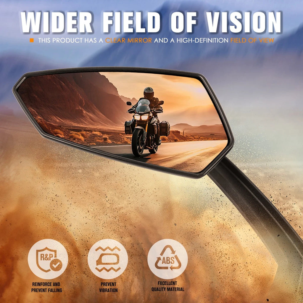 Universal Naked Bike Irregular Convex Sideview Mirror w/ Anti-Glare Glass