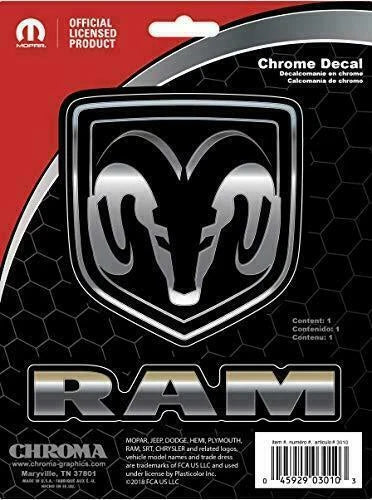 Set of 2 Chrome Ram Logo Badge Shields for