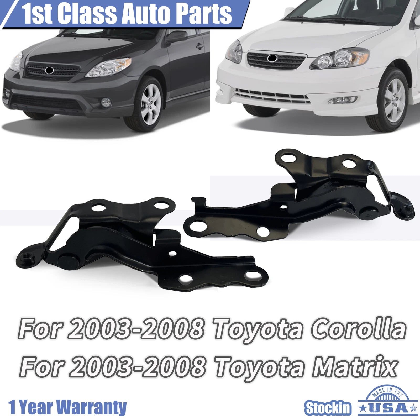 Hood Hinges Set of 2 for Toyota Corolla Matrix (2003–2008)