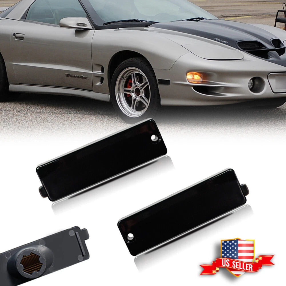 2X Smoked Front Bumper Side Marker Light Housings for Pontiac Firebird (1998–2002)