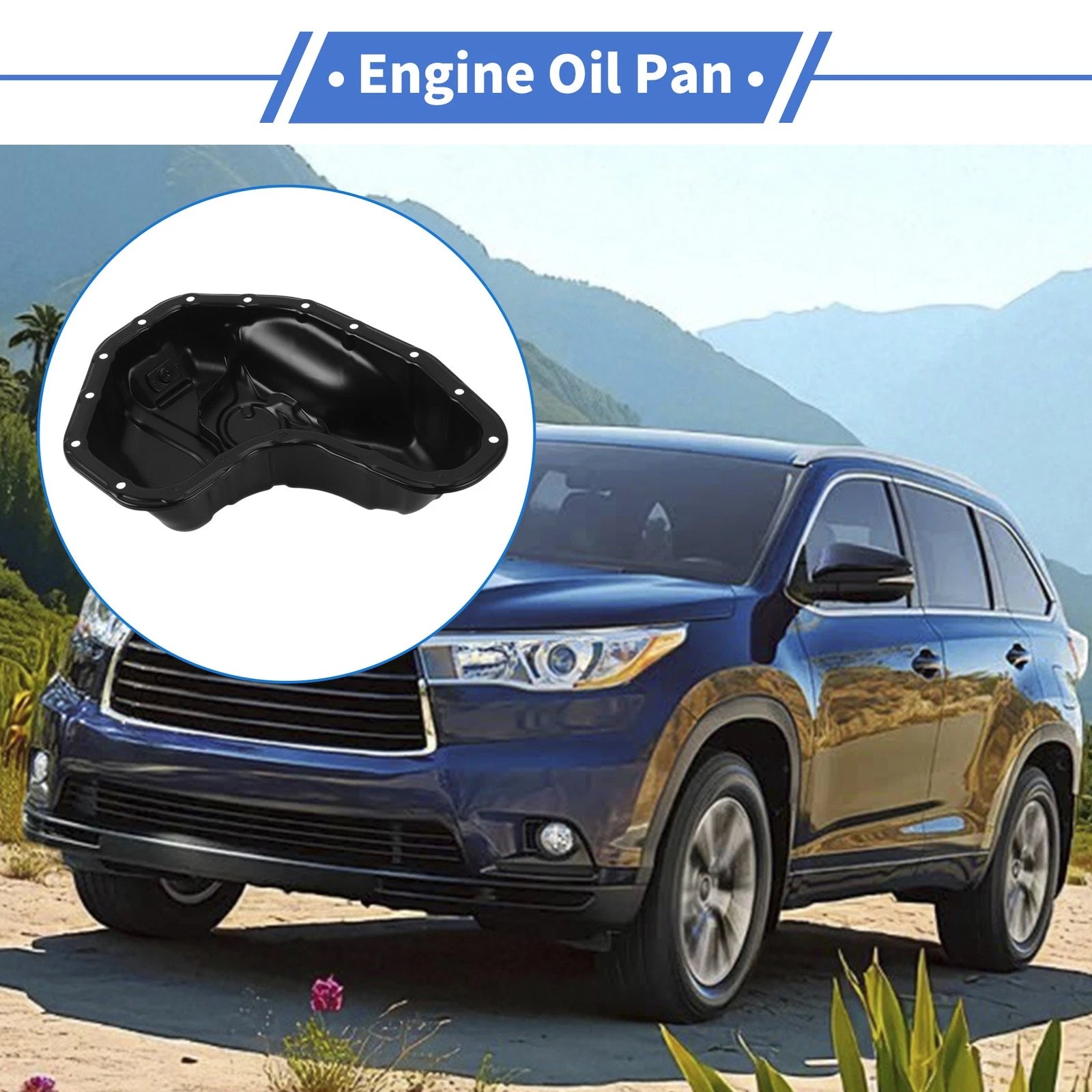 1 Pc Engine Oil Pan No.1210231101 for Toyota Highlander (2017–2019) Steel Black