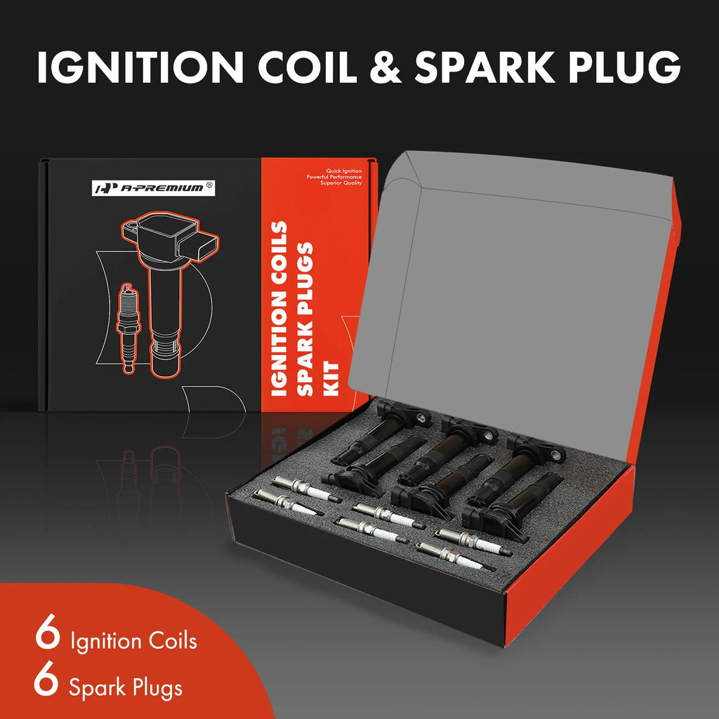 Set of 6 Ignition Coils & Iridium Spark Plugs for Kia Optima (2006)