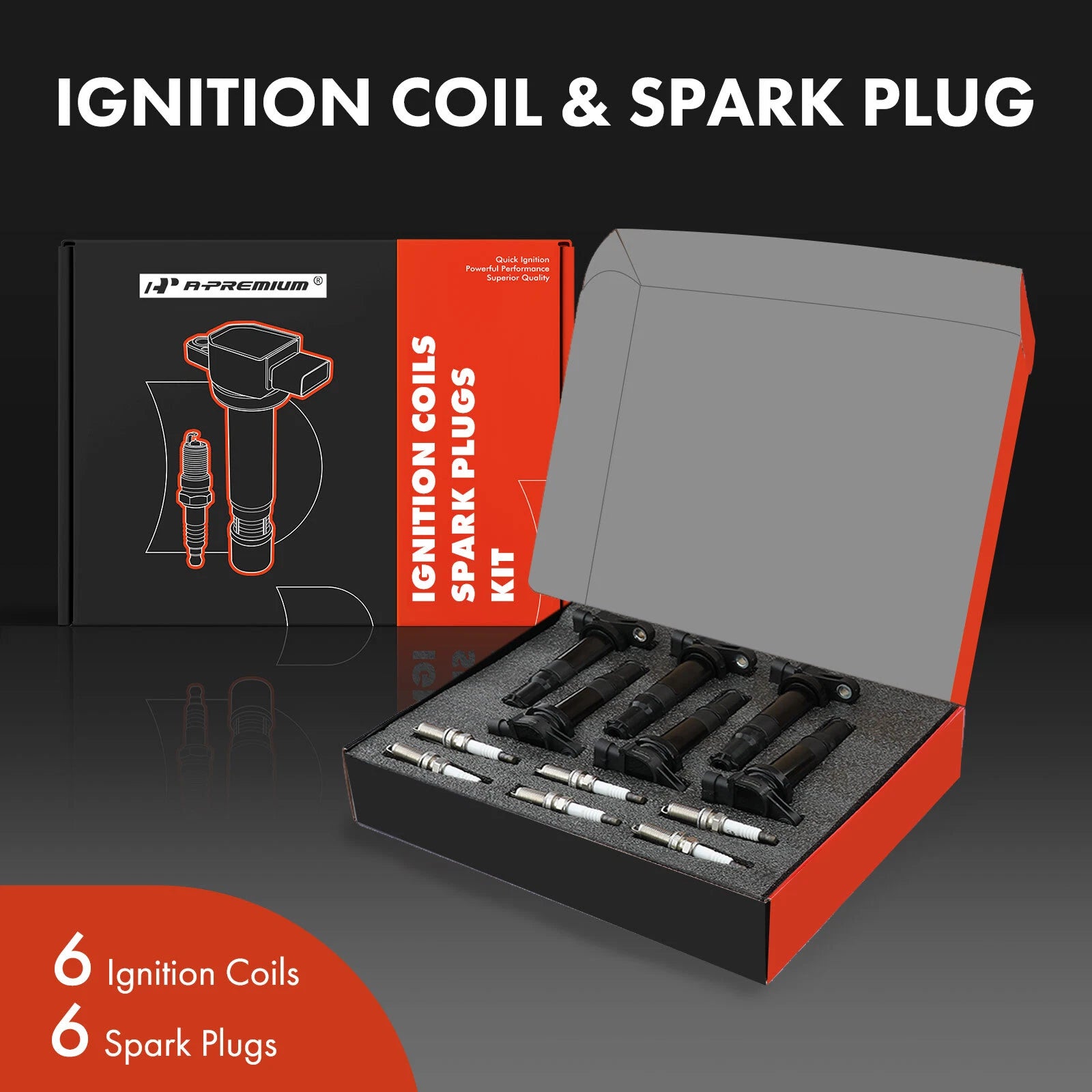Set of 6 Ignition Coils & Iridium Spark Plugs for Kia Optima (2006)