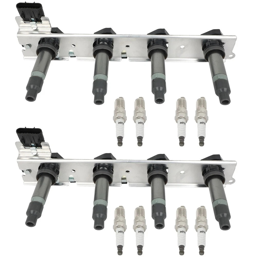 Set of 2 Ignition Coils & 8 Spark Plugs for Cadillac Deville (2004-2005)