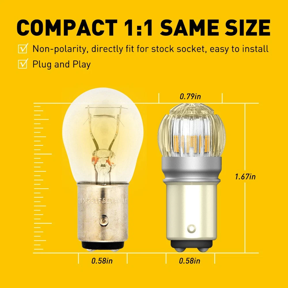 Set of 2 Amber LED Turn Signal Bulbs for