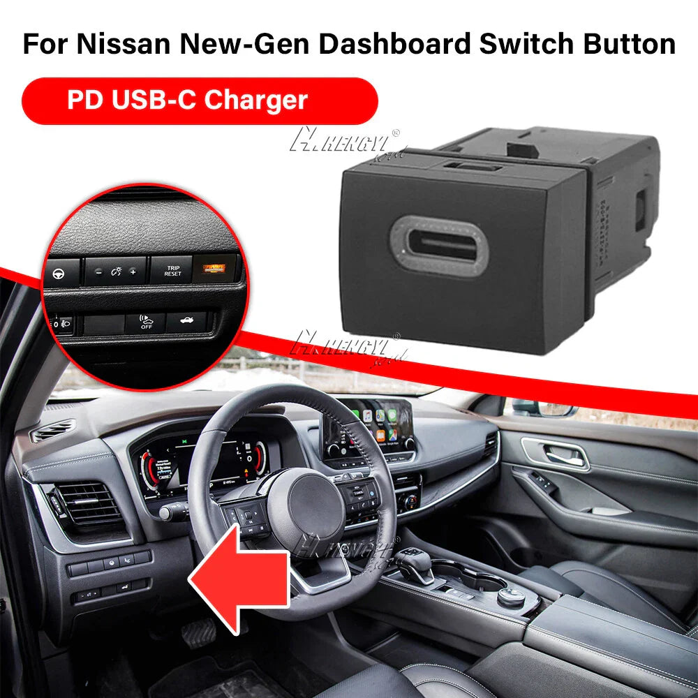 1 x USB-C PD Port Socket Conversion Kit for Nissan Sentra Altima