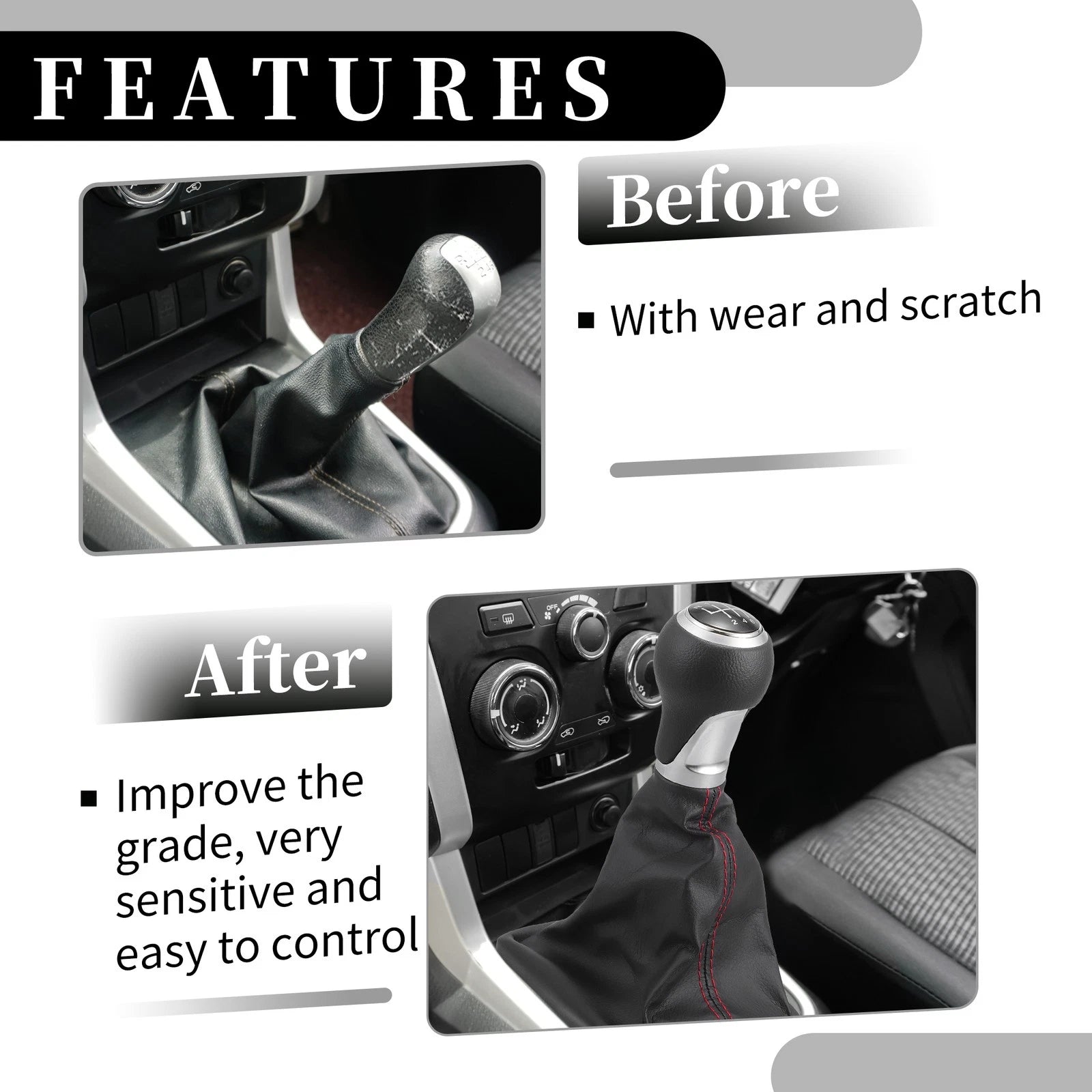 6 Speed Manual Gear Shift Knob with Dust Cover for Audi A6 (2004–2008)