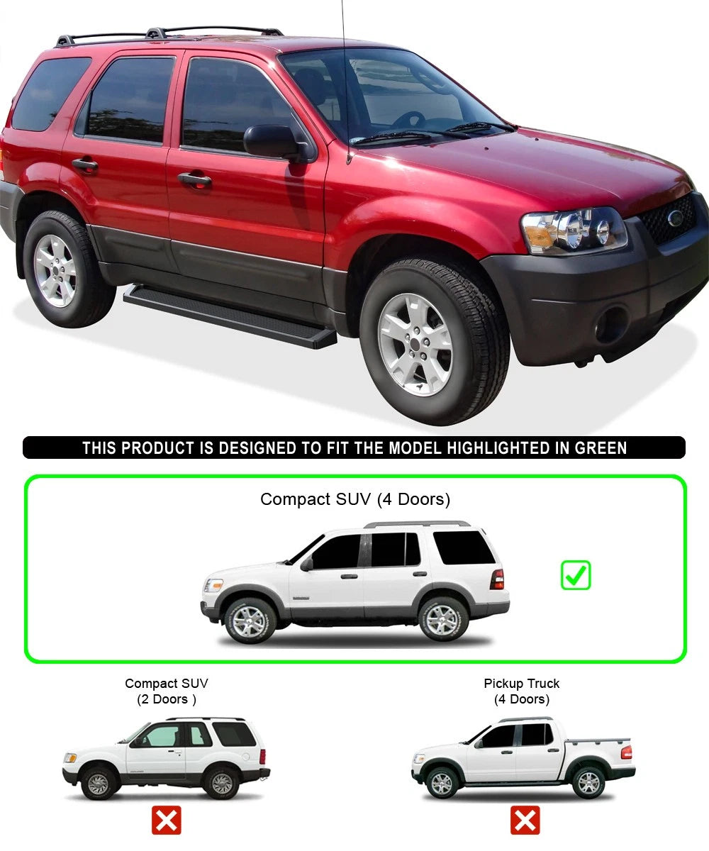 iBoard Running Boards 6in Matte Black for Ford Escape (2001-2007)