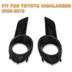 2 x Pair Front Fog Lights Covers Bezels Black for Toyota Highlander (2008–2010)