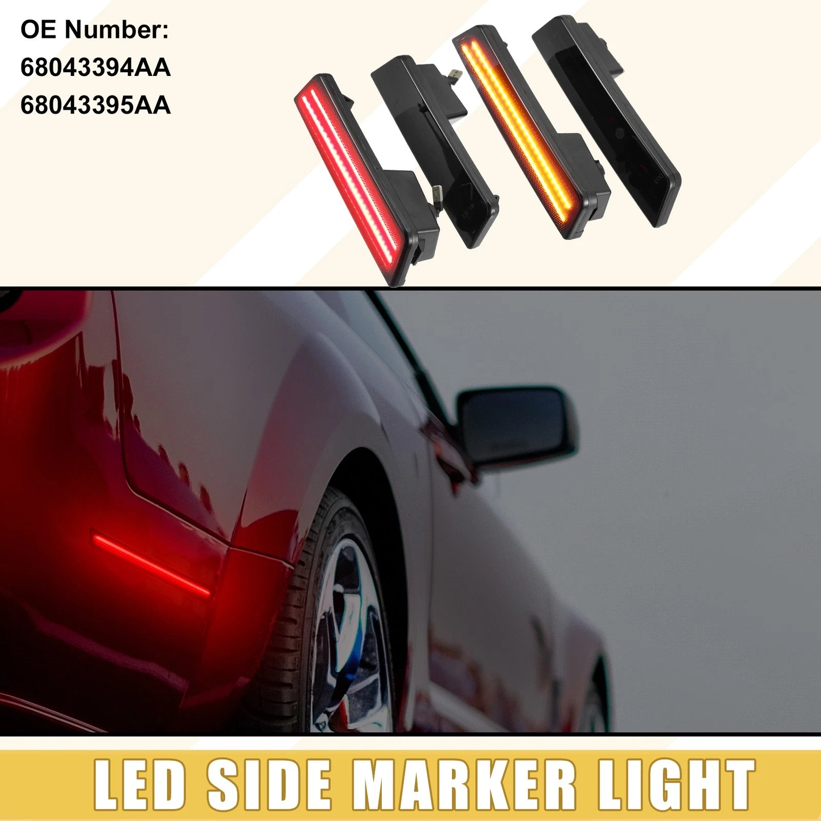 2X Front Rear LED Side Marker Light 68043394AA for Dodge 