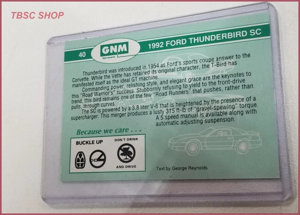 Muscle Car Card for Ford Thunderbird SC (1992)