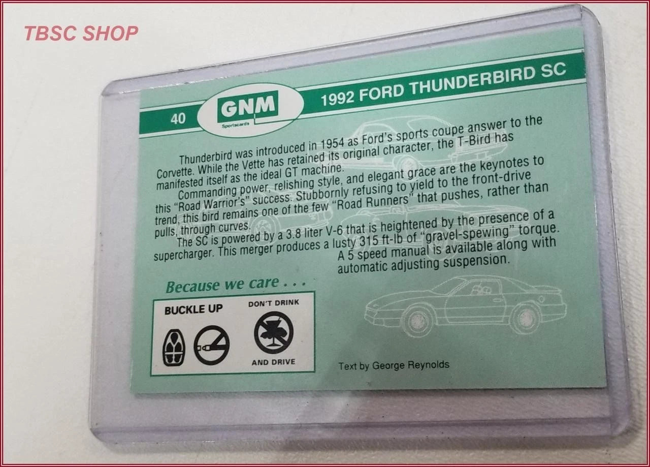Muscle Car Card for Ford Thunderbird SC (1992)