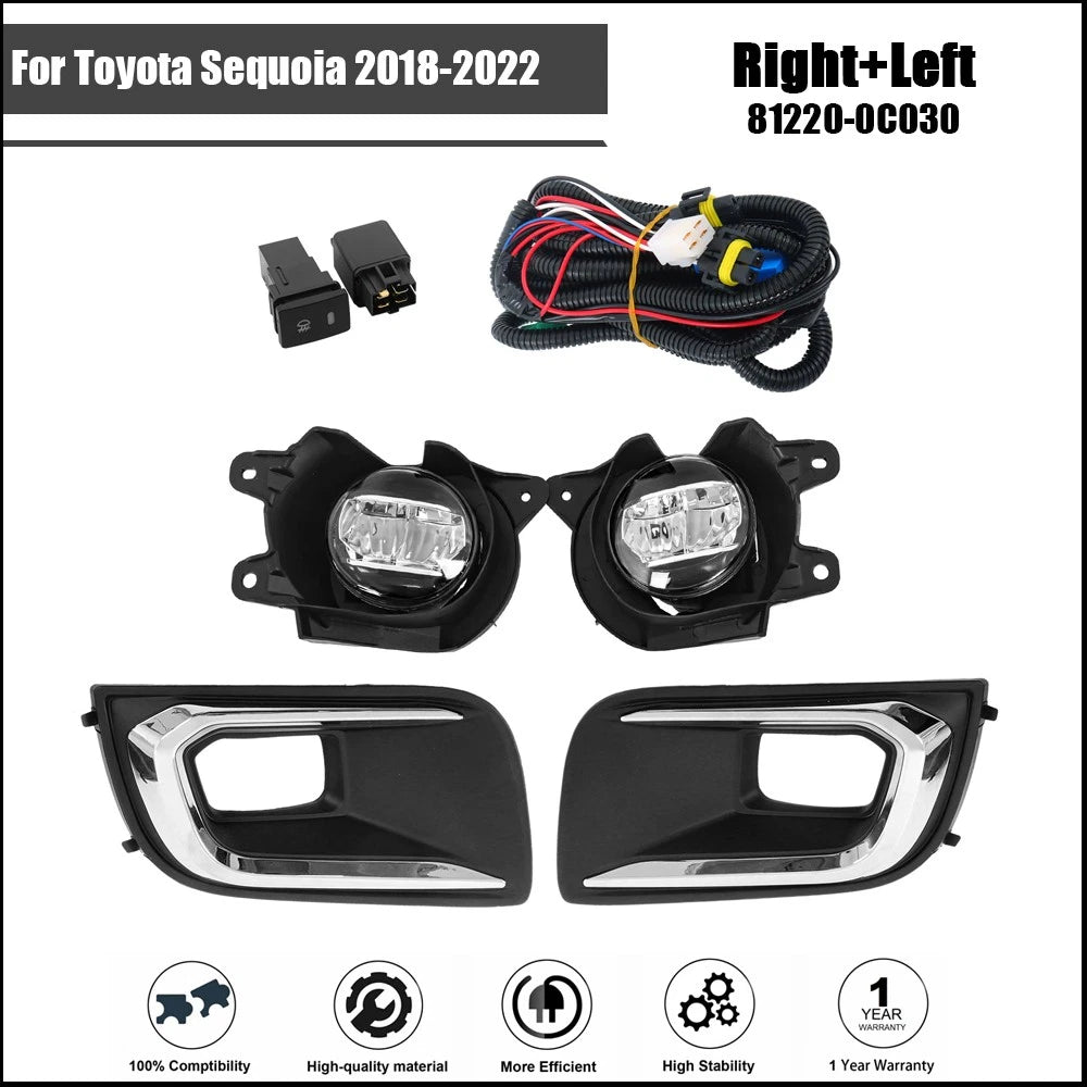 2X LED Fog Lights for Toyota Sequoia (2018â2022)