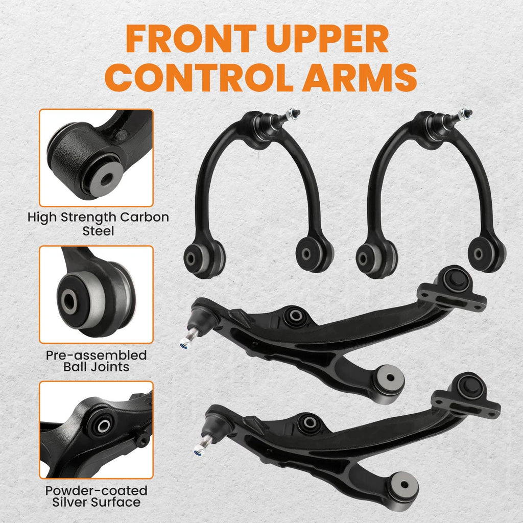 Set of 14 Front Upper Lower Control Arms for Jeep Commander Grand Cherokee (2005–2010)