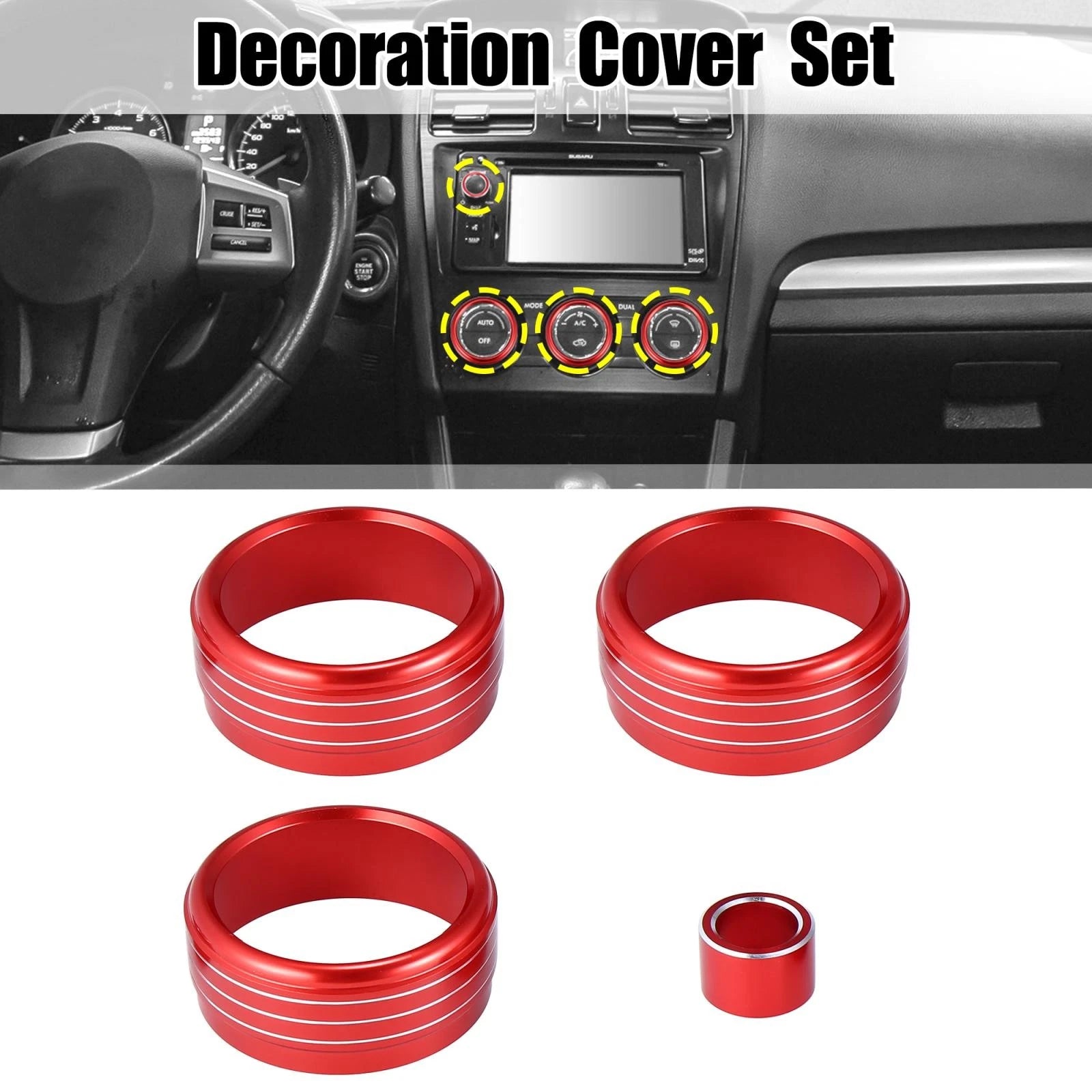 Set of 2 AC Climate Control Side Mirror Adjustment Knob Covers for Subaru WRX STI (2015–2021) Red