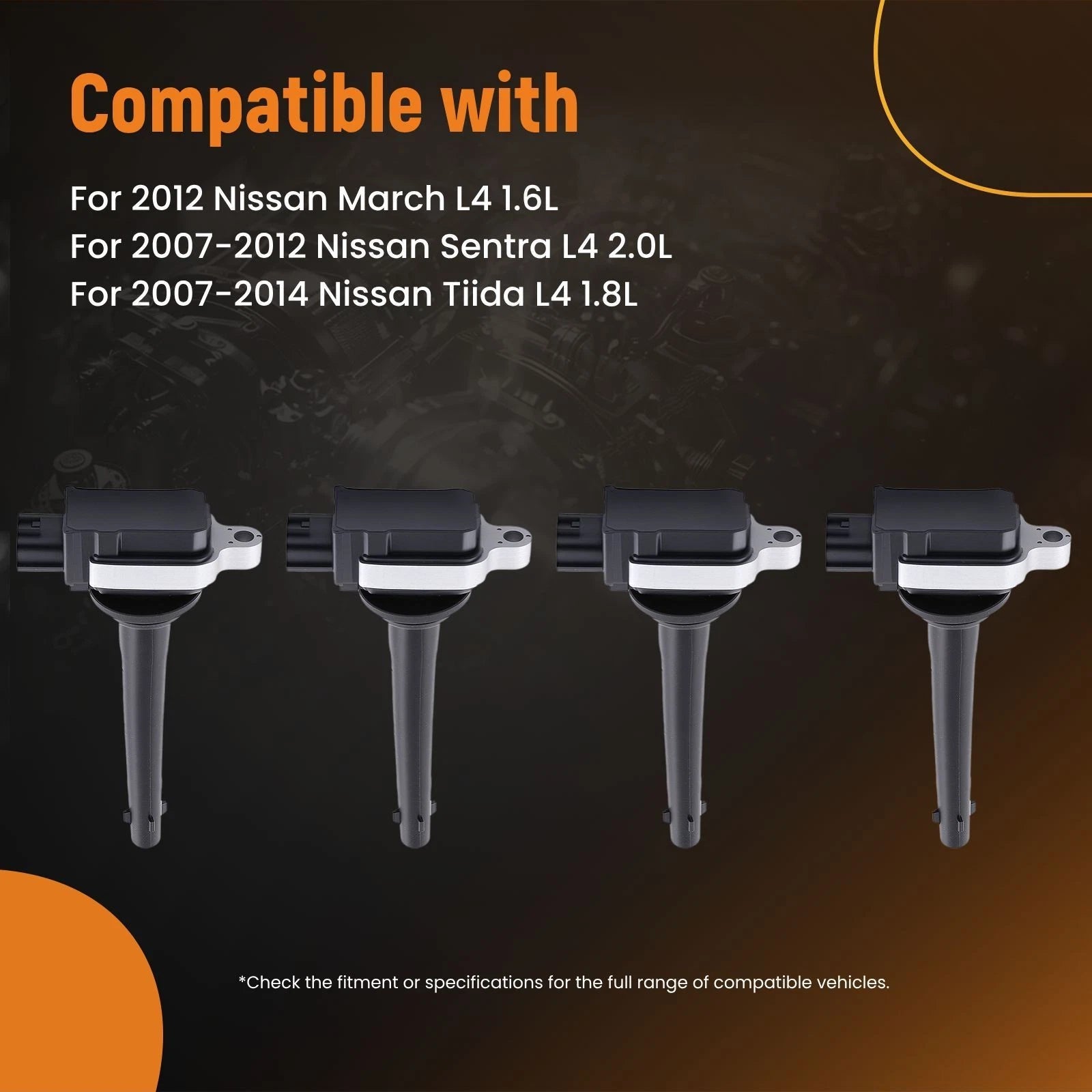 4 Ignition Coils for Nissan March Sentra Tiida (2007–2014)