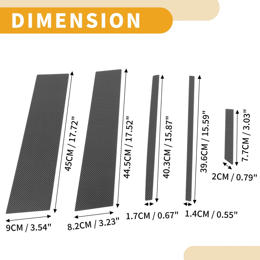 10 Pcs Window Trim Cover for Toyota RAV4 (2020–2021) Black Carbon Fiber