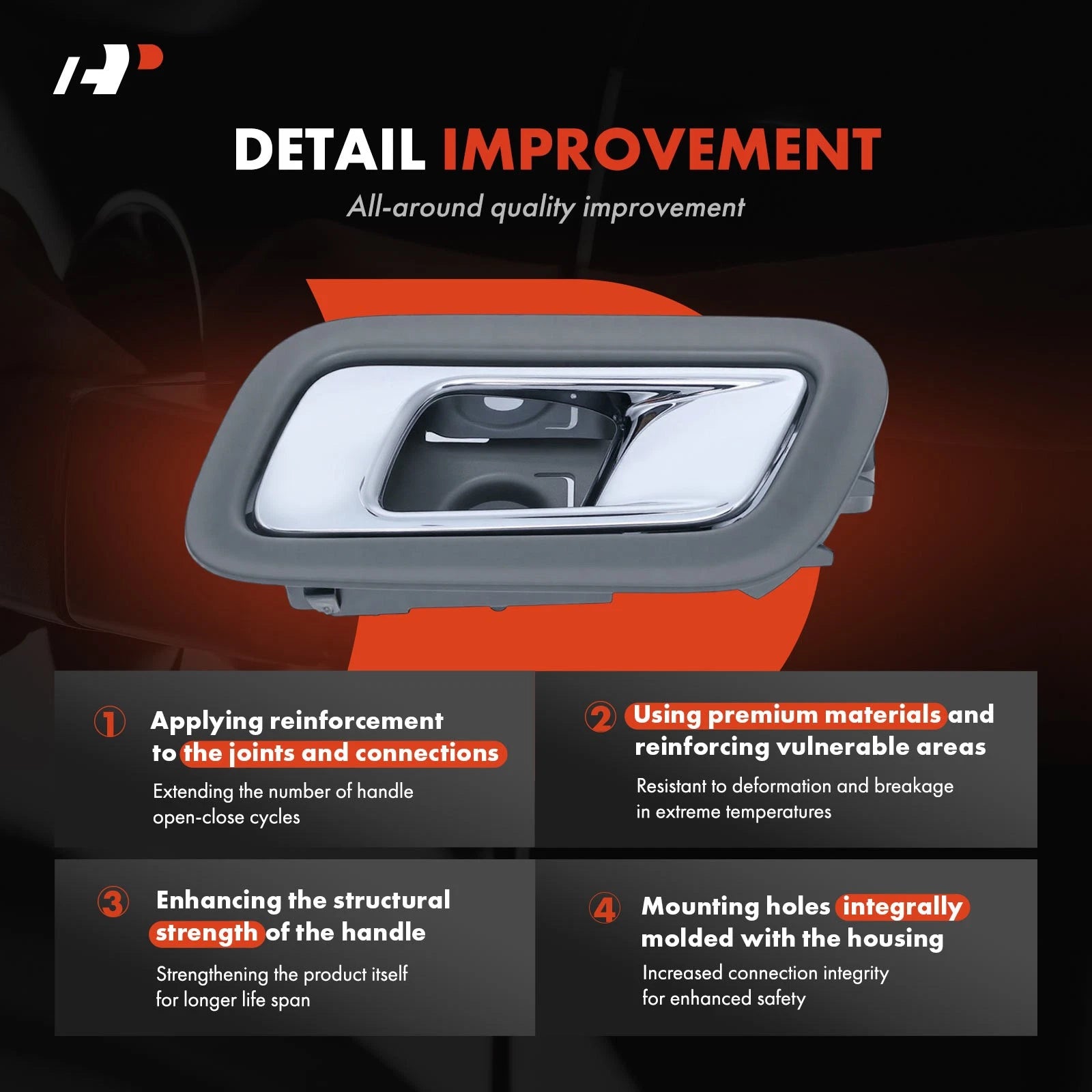 2X Rear Interior Door Handle for Ford Taurus (2010-2012)