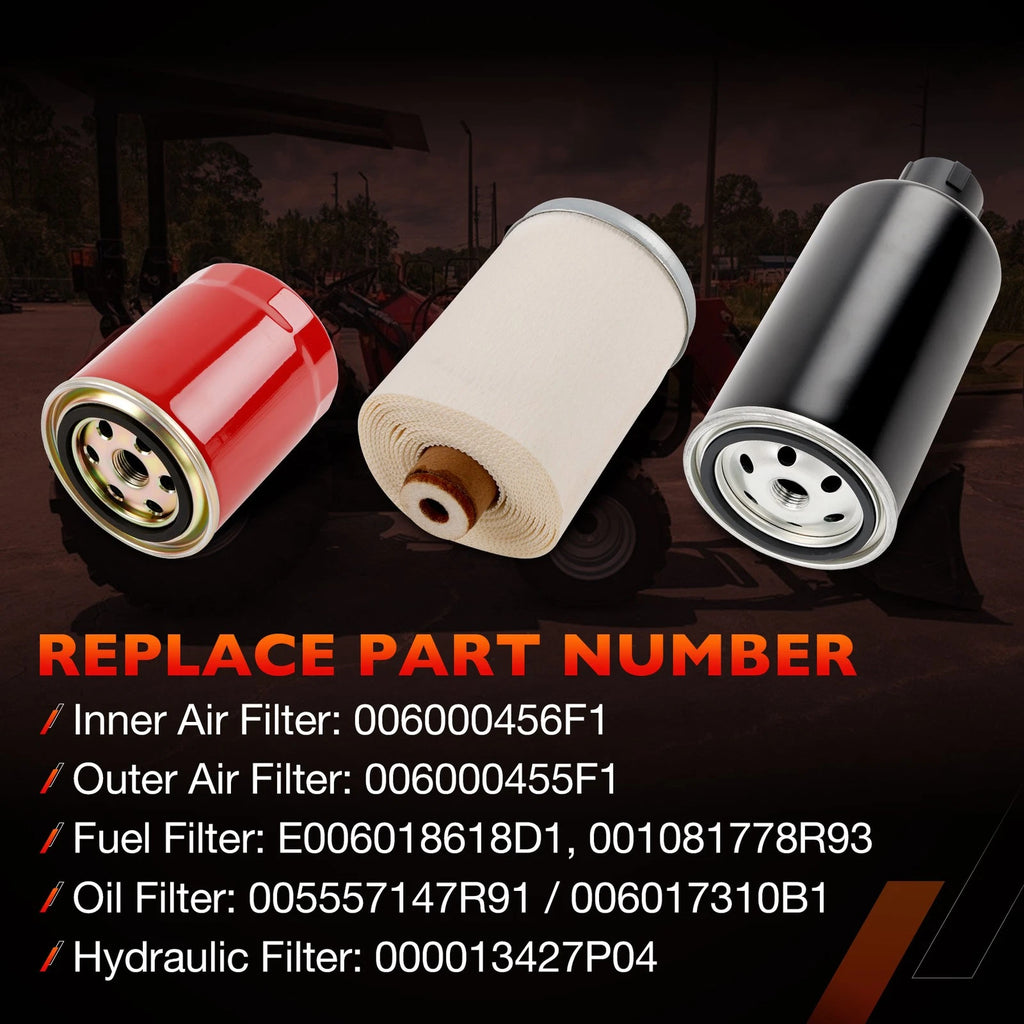 6Pack Air Oil Fuel Filter Kit for Mahindra 4540 4550 (2015–2020) 006000455F1 006000456F1