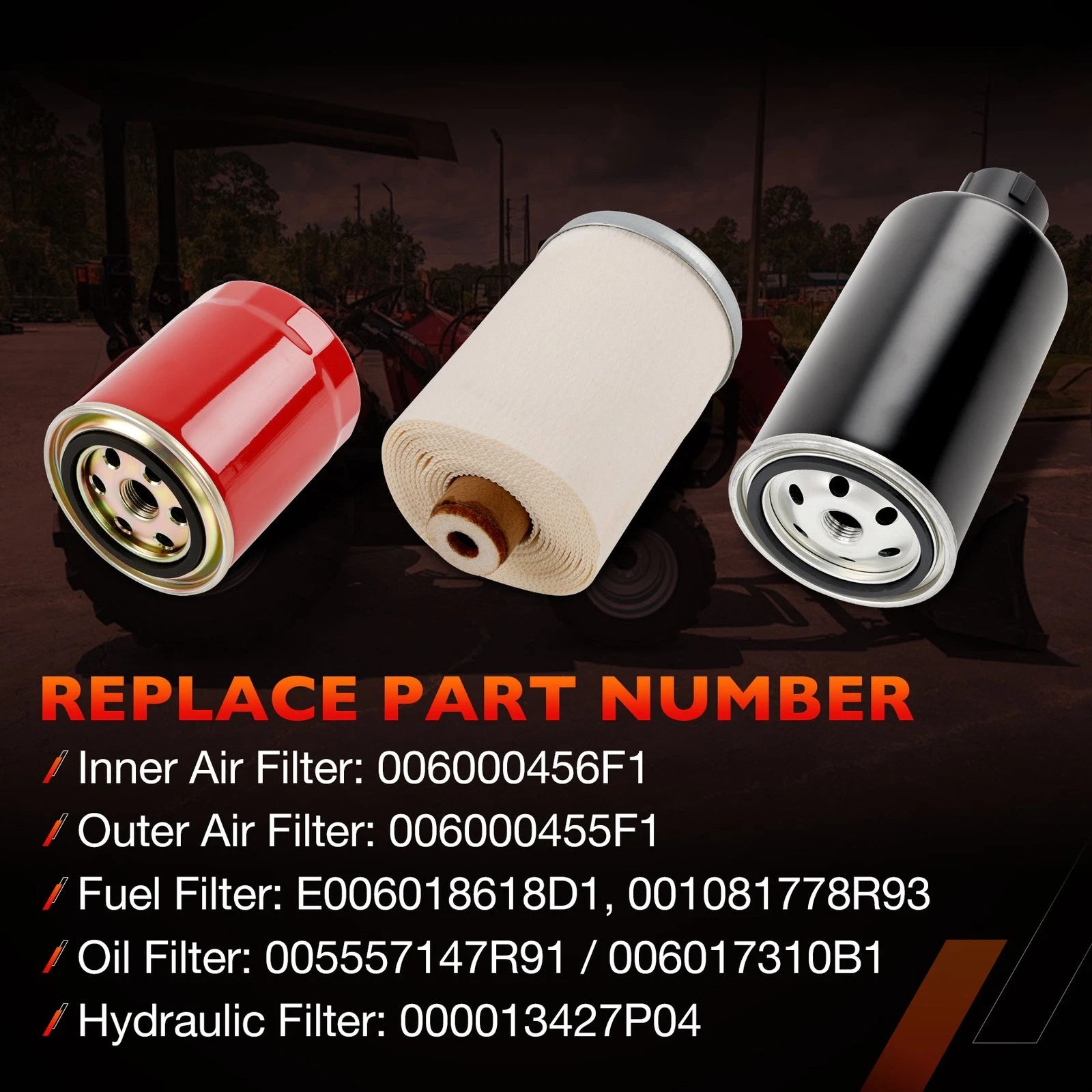 6Pack Air Oil Fuel Filter Kit for Mahindra 4540 4550 (2015–2020) 006000455F1 006000456F1
