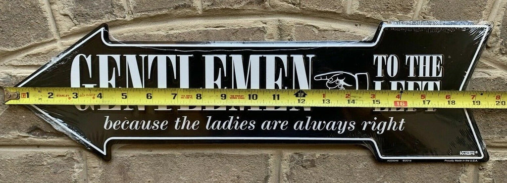 Metal Arrow Sign for Gentlemen (20" x 6")