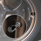 Set of 4 Black Aluminum Tire Stem Caps for Universal Vehicles
