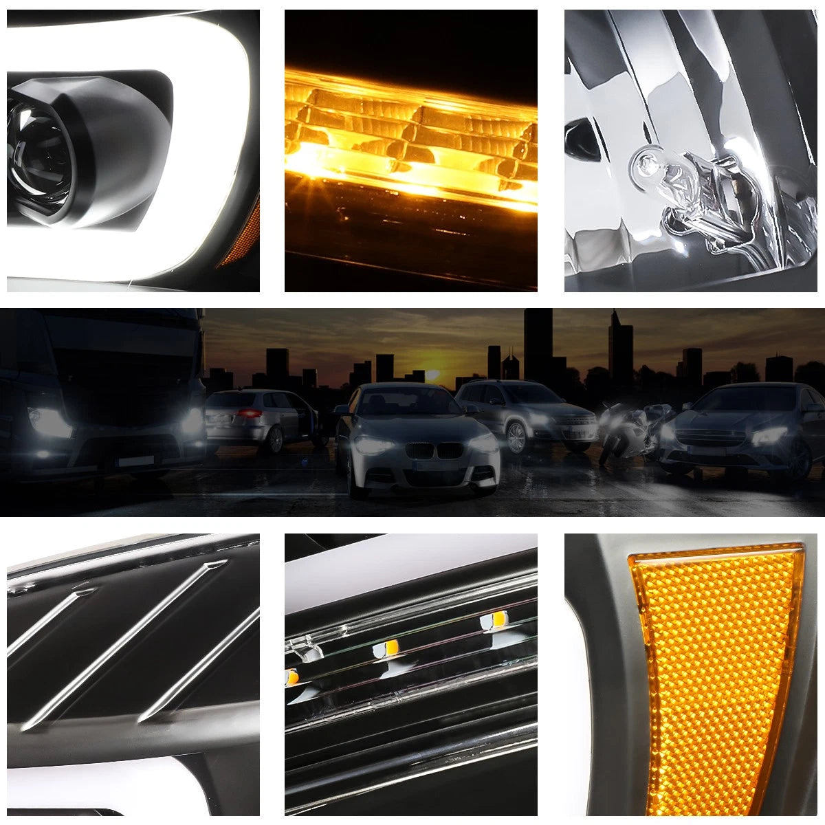 C-Bar LED DRL Chasing Signal Projector Headlight for Ram (2006–2009)