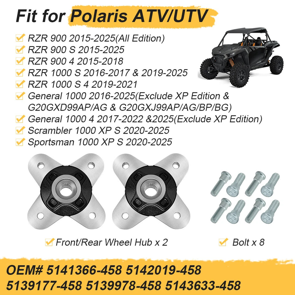2 Pack Wheel Hub & Bolts for Polaris Scrambler XP 1000 (2020–2025)