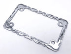 Chrome Flame Motorcycle License Plate Frame for All Makes Universal Fit (Any Year)