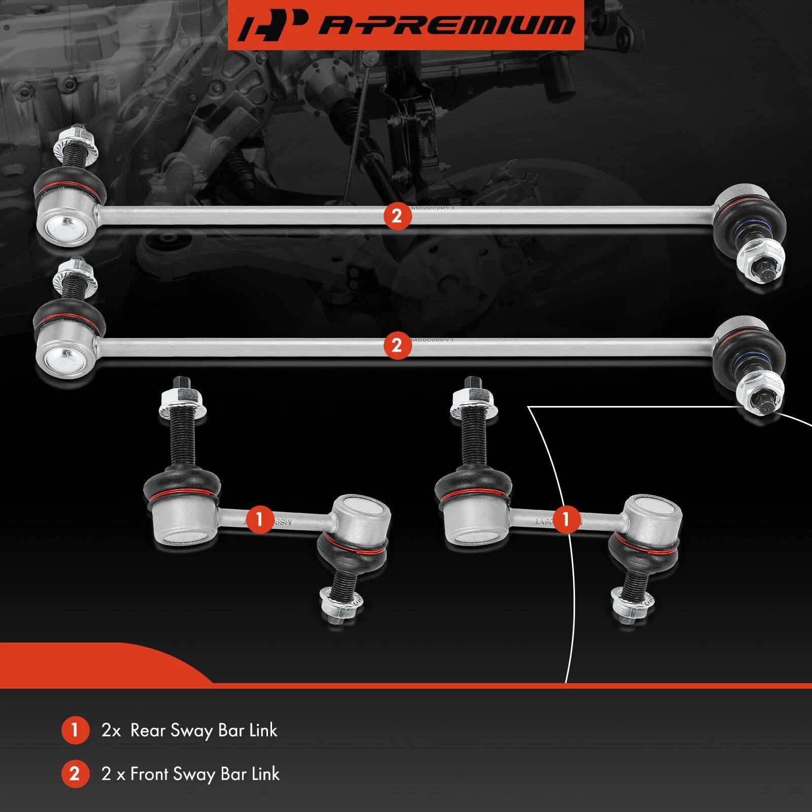 Set of 4 Sway Bar Link Kit for Hyundai Sonata (1999–2005) Kia Optima