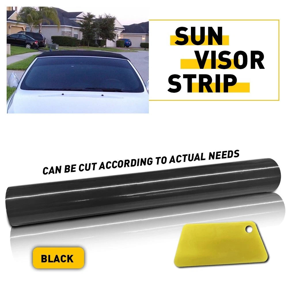 Windshield Sun Strip Black Vinyl Decal for Universal Fit (DURABLE P EXV)