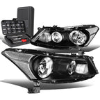 Pair of Black/Clear Side Headlight Lamps for Honda Accord Sedan (2008–2012)