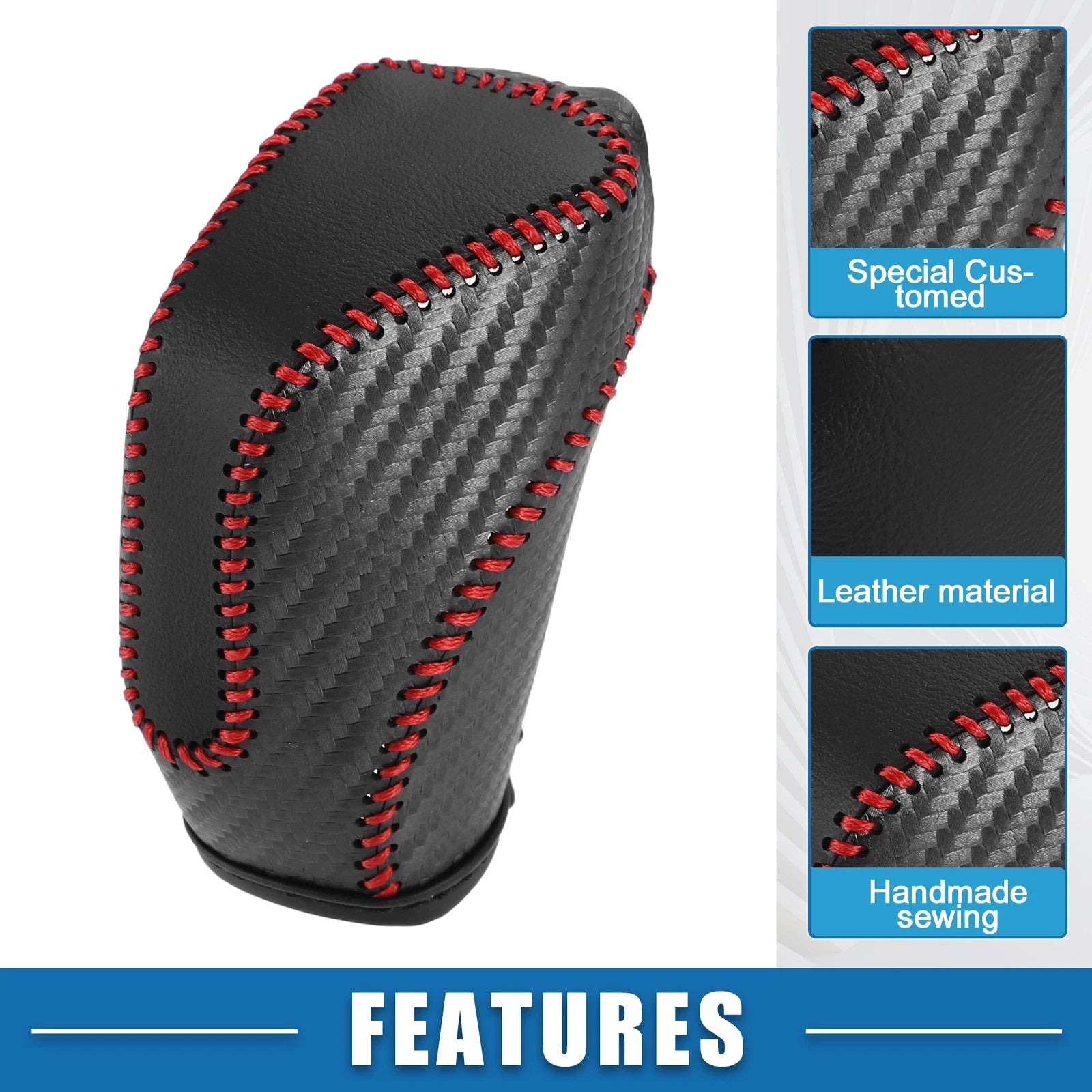 Gear Shifting Knob Cover for Subaru Crosstrek (2018–2023) Black Red Stitches