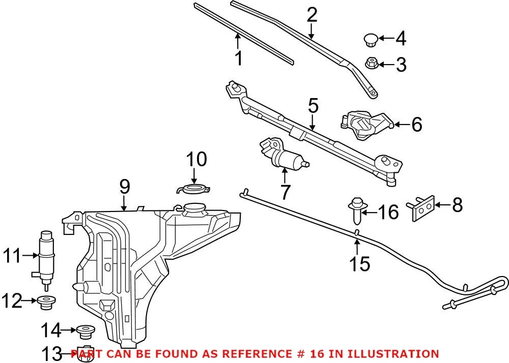 Front Windshield Washer Nozzle for Dodge Charger (2011–2023) 68239789AC