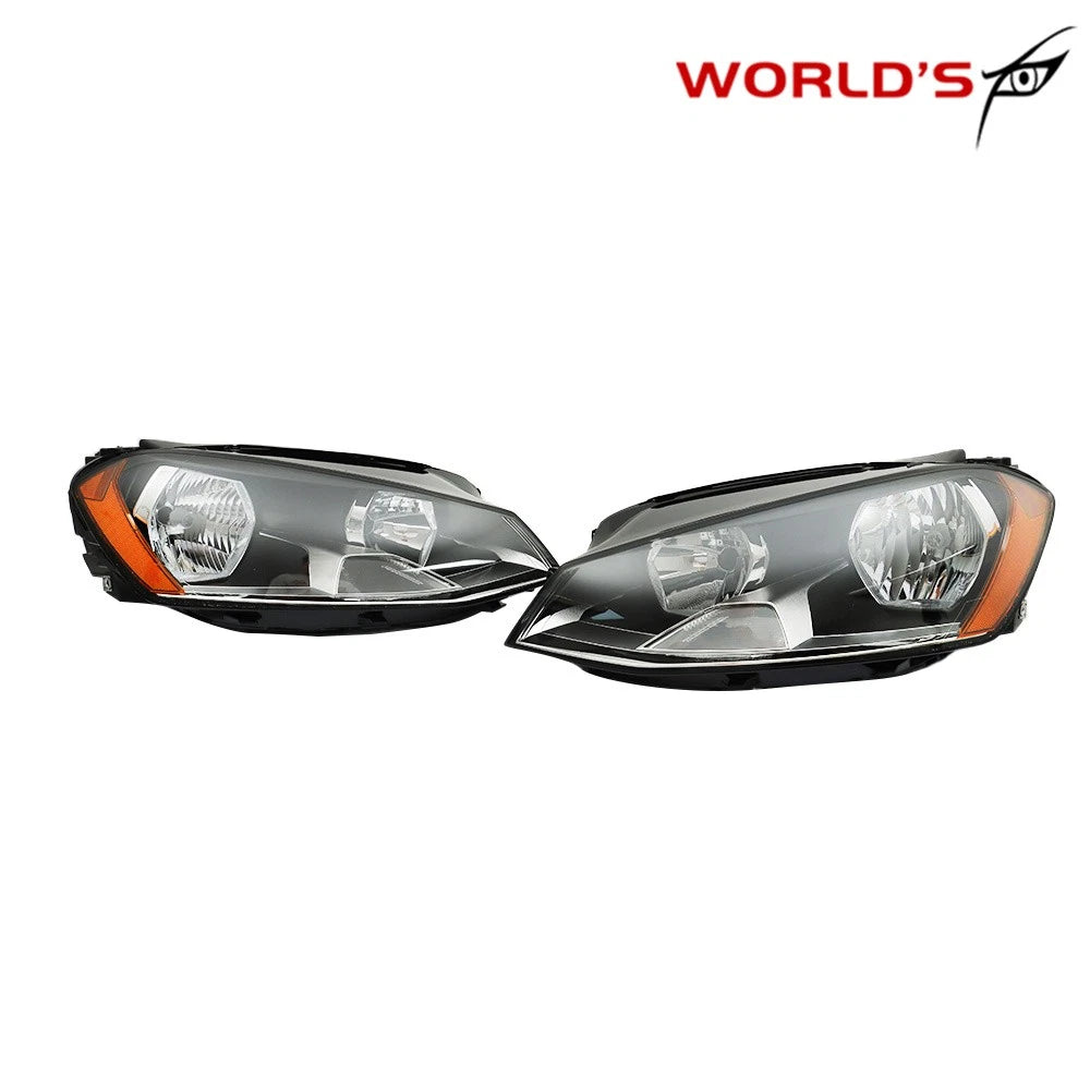 Set of 2 Halogen Headlights for Volkswagen Golf MK7 (2015–2017) Black