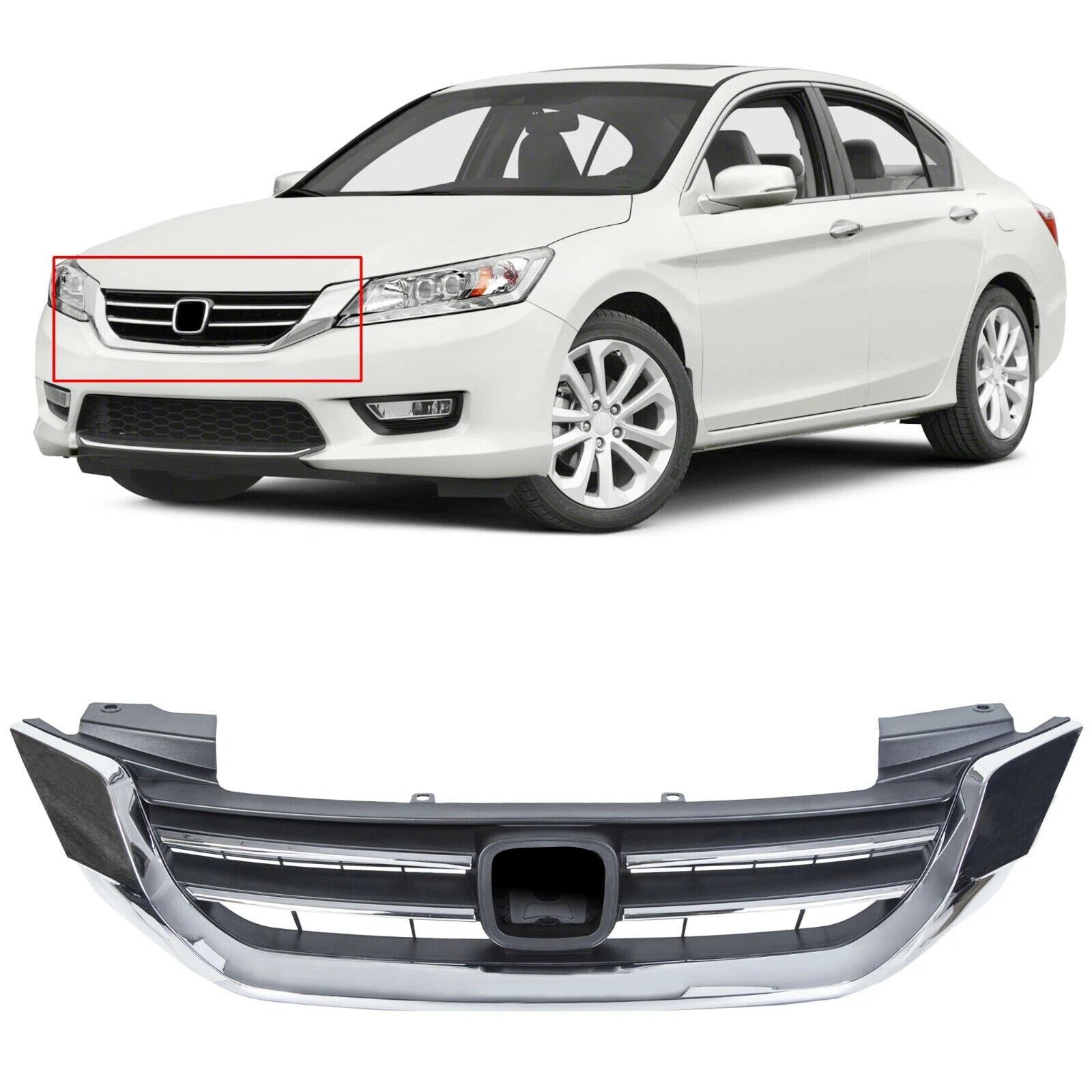 Chrome Front Upper Bumper Radiator Grille for Honda Accord Sedan (2013–2015)