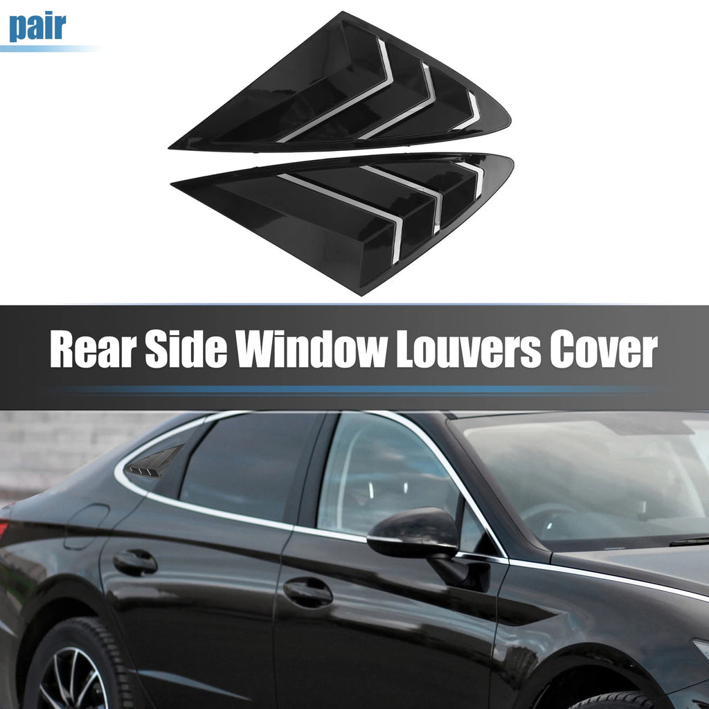 Pair of Rear Window Louver Shades for Hyundai Sonata DN8 (2020–2022) Gloss Black