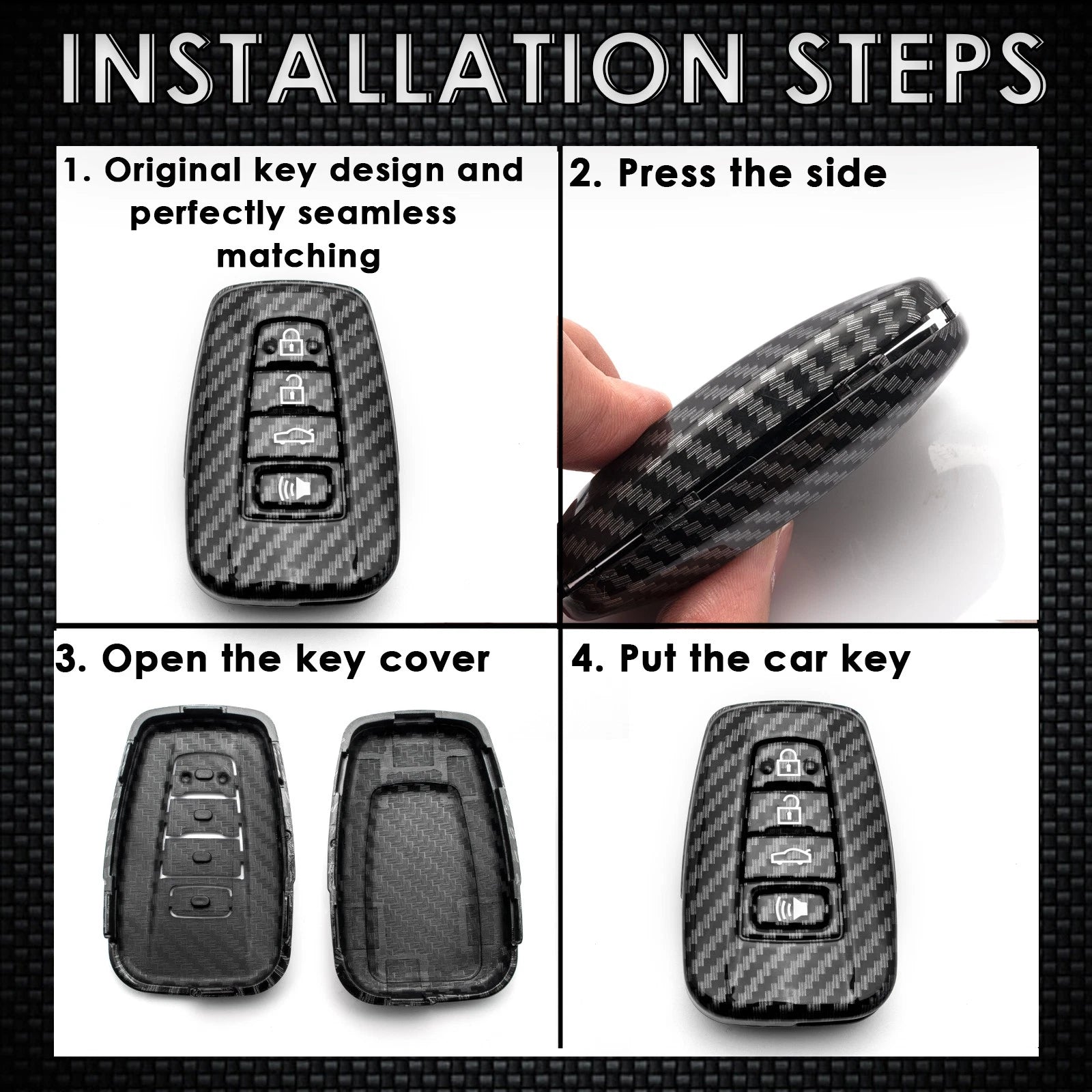 Carbon Fiber ABS Remote Key Fob Protector for Toyota (2012-2024)