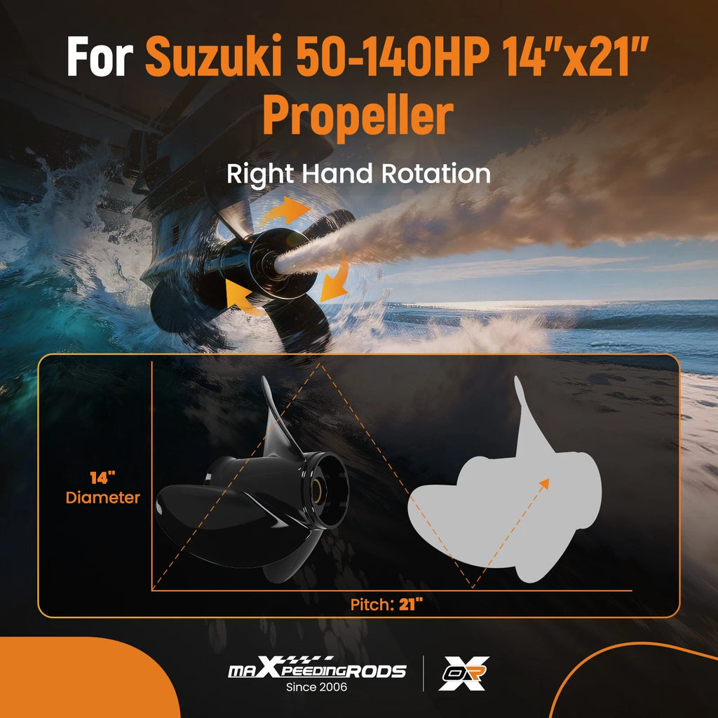 3 Blade Aluminum Propeller for Suzuki DF70A DF90A DF115A (14x21, RHD)