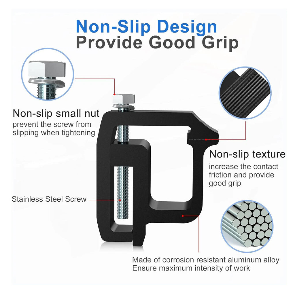 Set of 6 Mounting Clamps for Truck Cap Topper (Heavy Duty, Black)