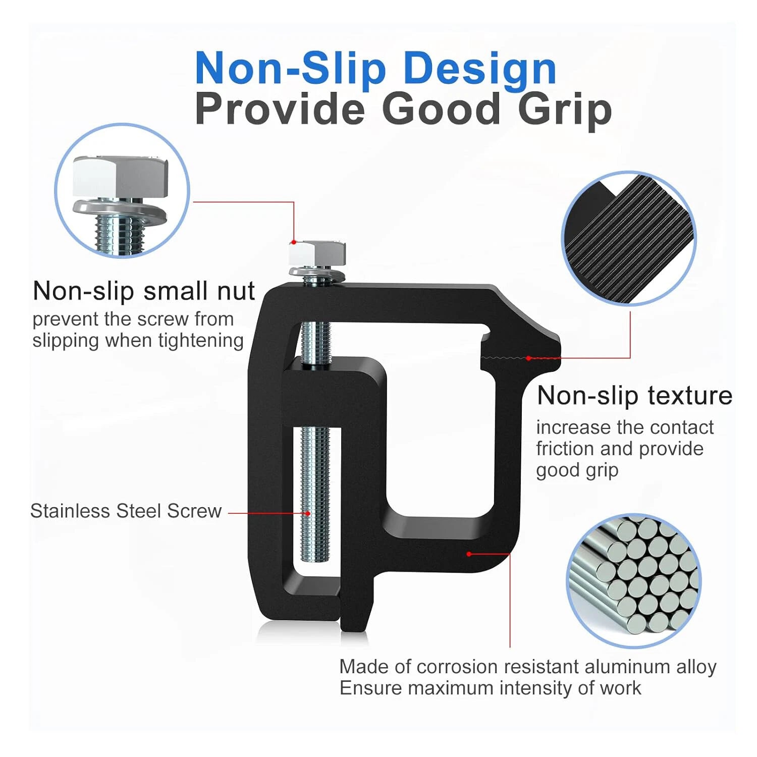 Set of 6 Mounting Clamps for Truck Cap Topper (Heavy Duty, Black)