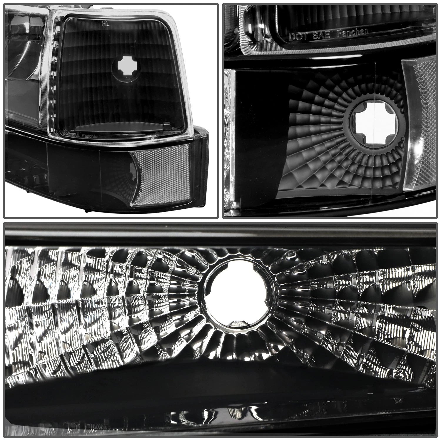Headlight Bumper Lamps for Ford F150/F250/F350 (1992–1996) Black Clear