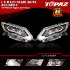Set of 2 LED Headlights Assembly for Nissan Rogue (2017–2020)