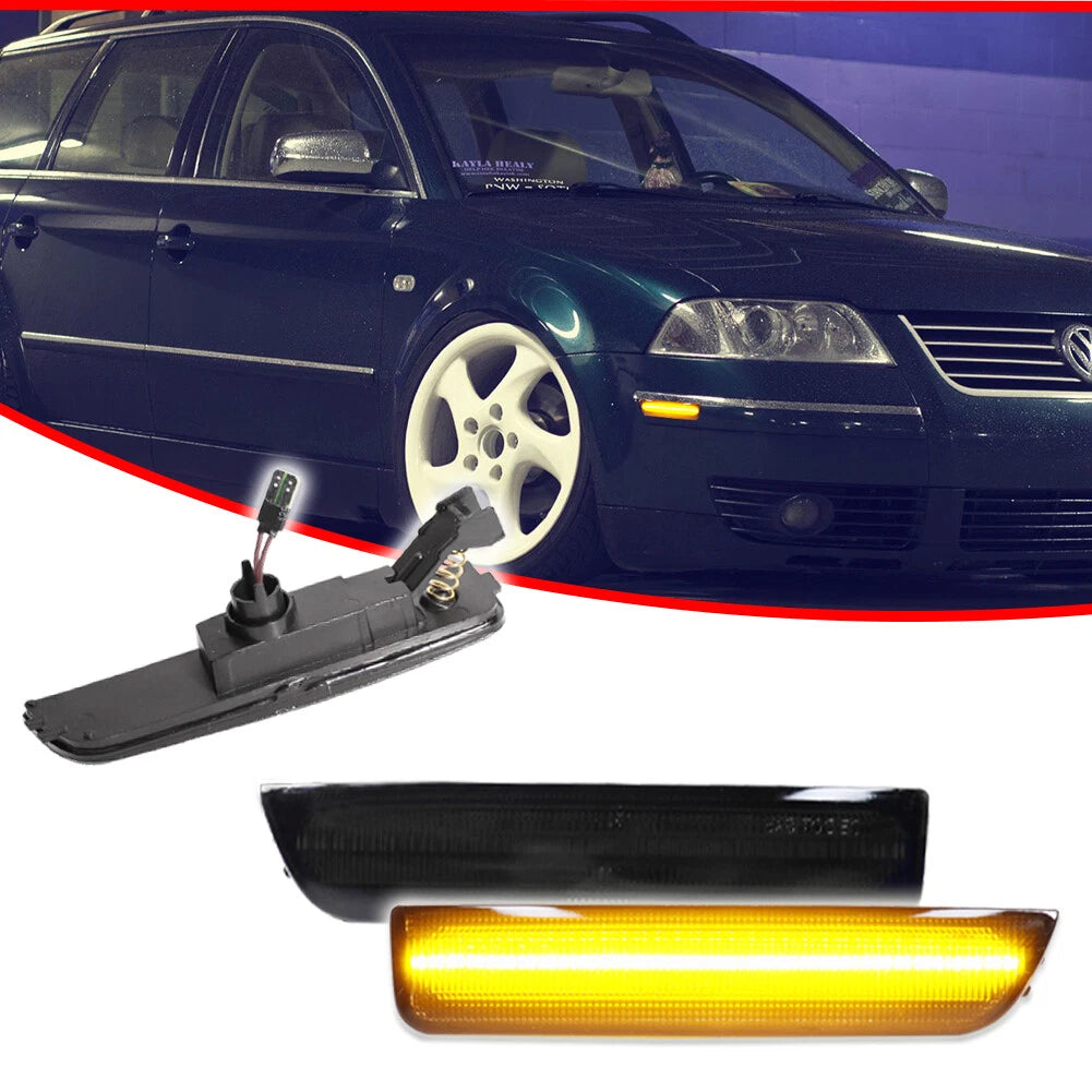 Smoke Lens Amber LED Side Marker Lights for VW Passat B5.5 (2001–2005)